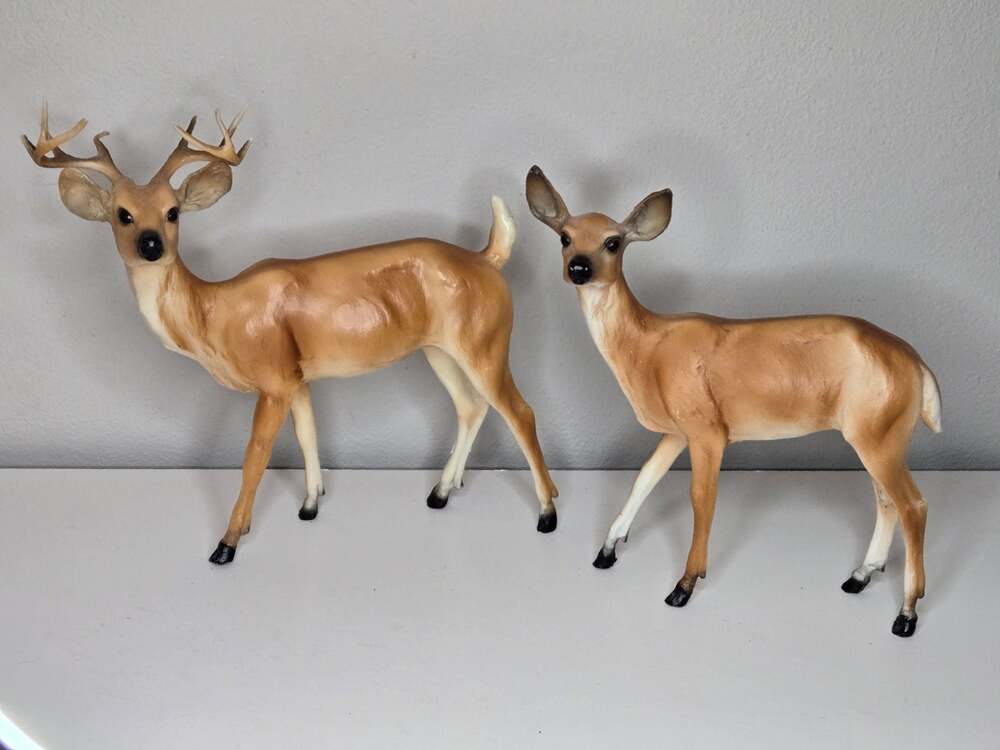 Breyer Molding Co. Vintage Whitetail Deer Buck and Doe Figurines